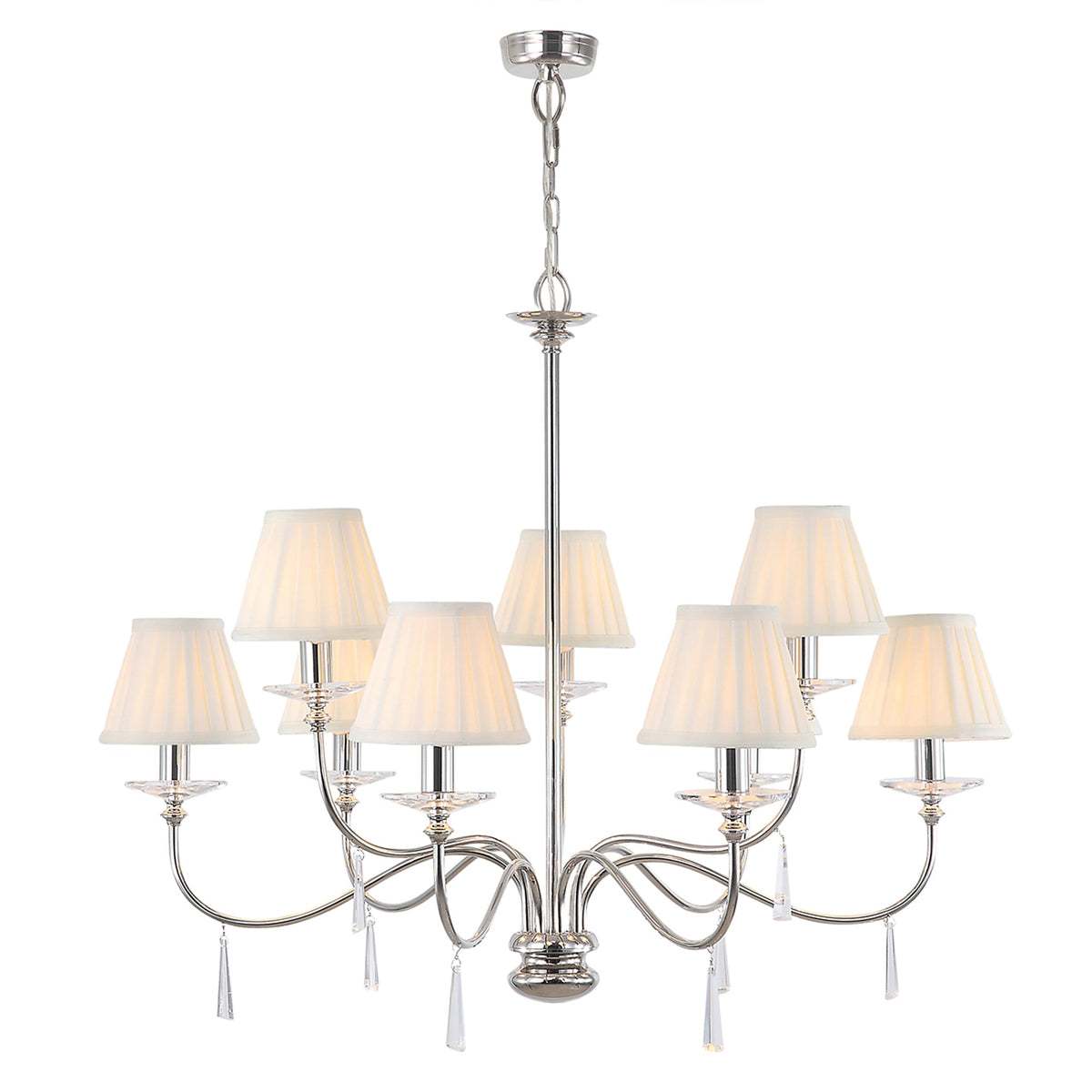 Finsbury Park Nine Arm Polished Nickel Chandelier