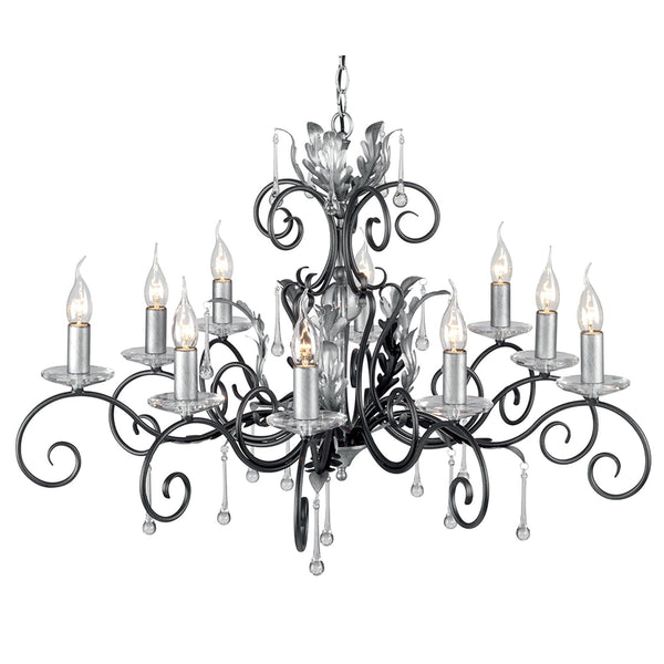 Amarilli Black and Silver Ten Arm Chandelier