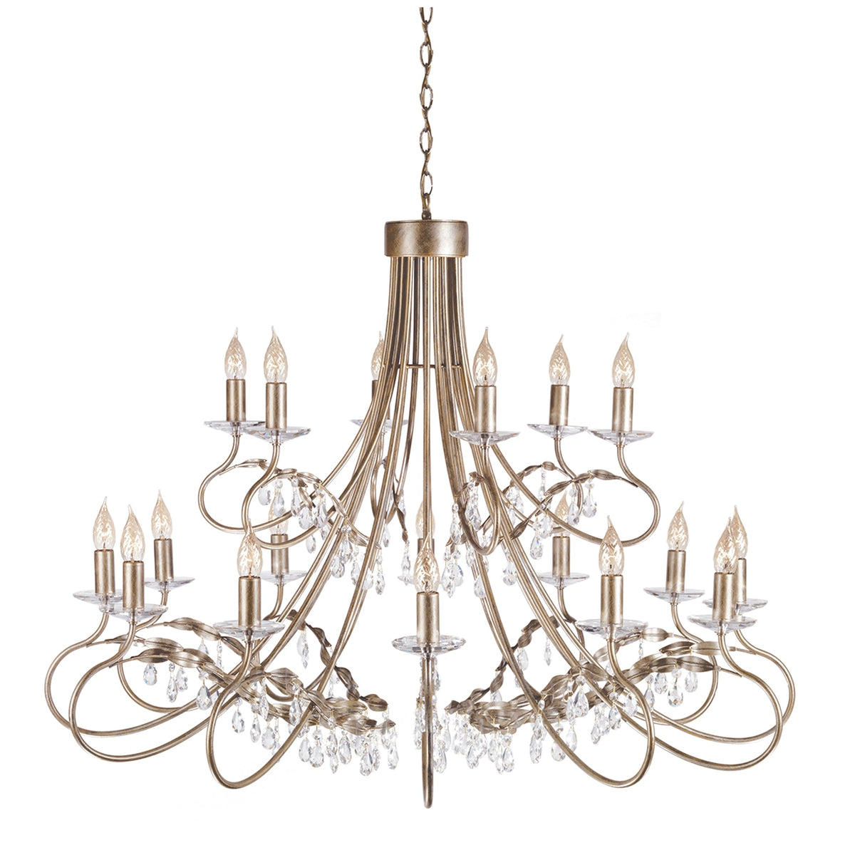 Christina Eighteen Arm Silver and Gold Patina Chandelier