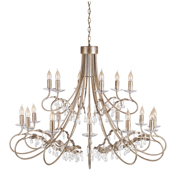 Christina Eighteen Arm Silver and Gold Patina Chandelier