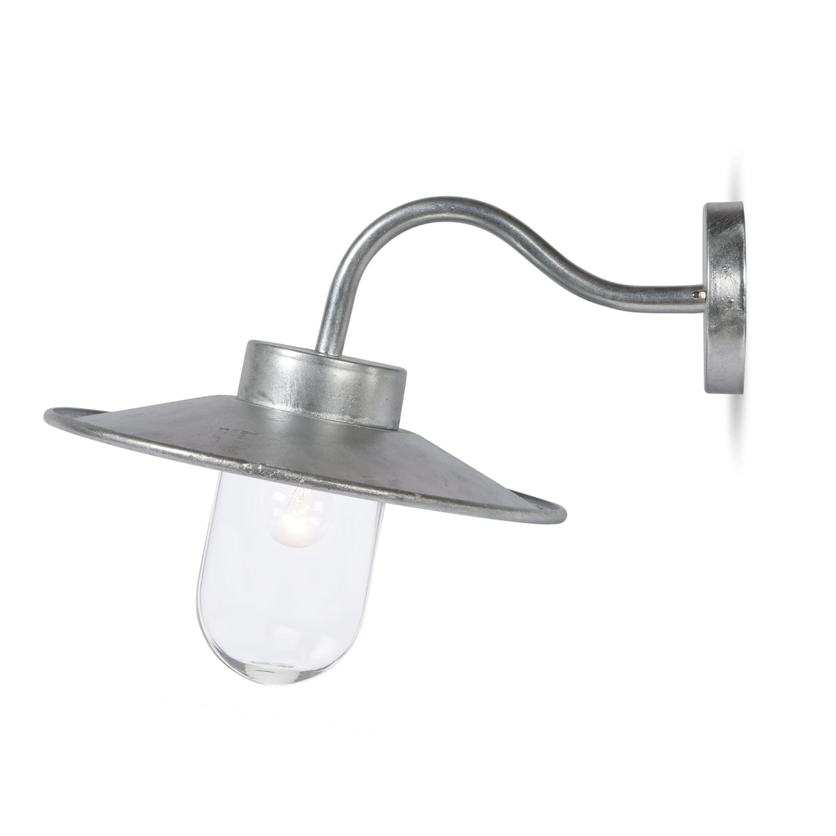 St Ives Swan Neck Exterior Galvanised Wall Light