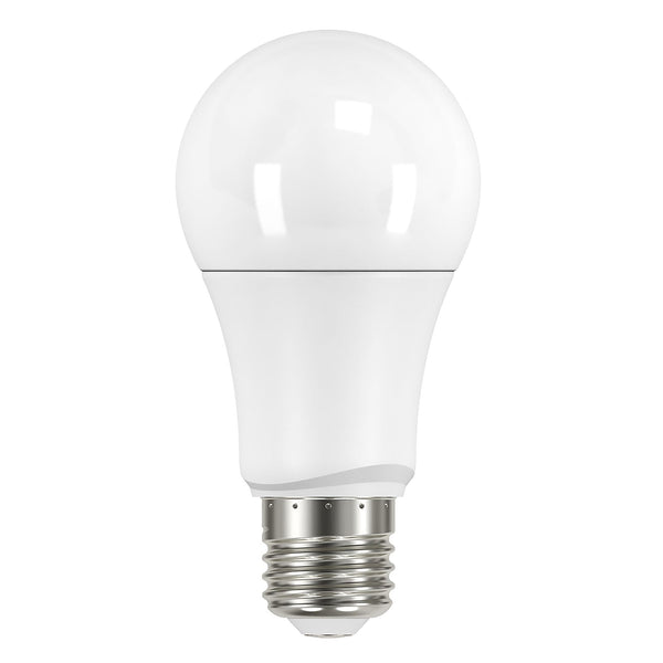 Energy-efficient LED light bulb with a standard screw base on a white background.