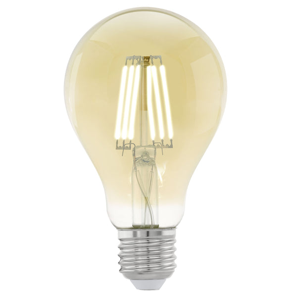 A single EGLO amber LED lightbulb with a clear glass body and a screw-in base.