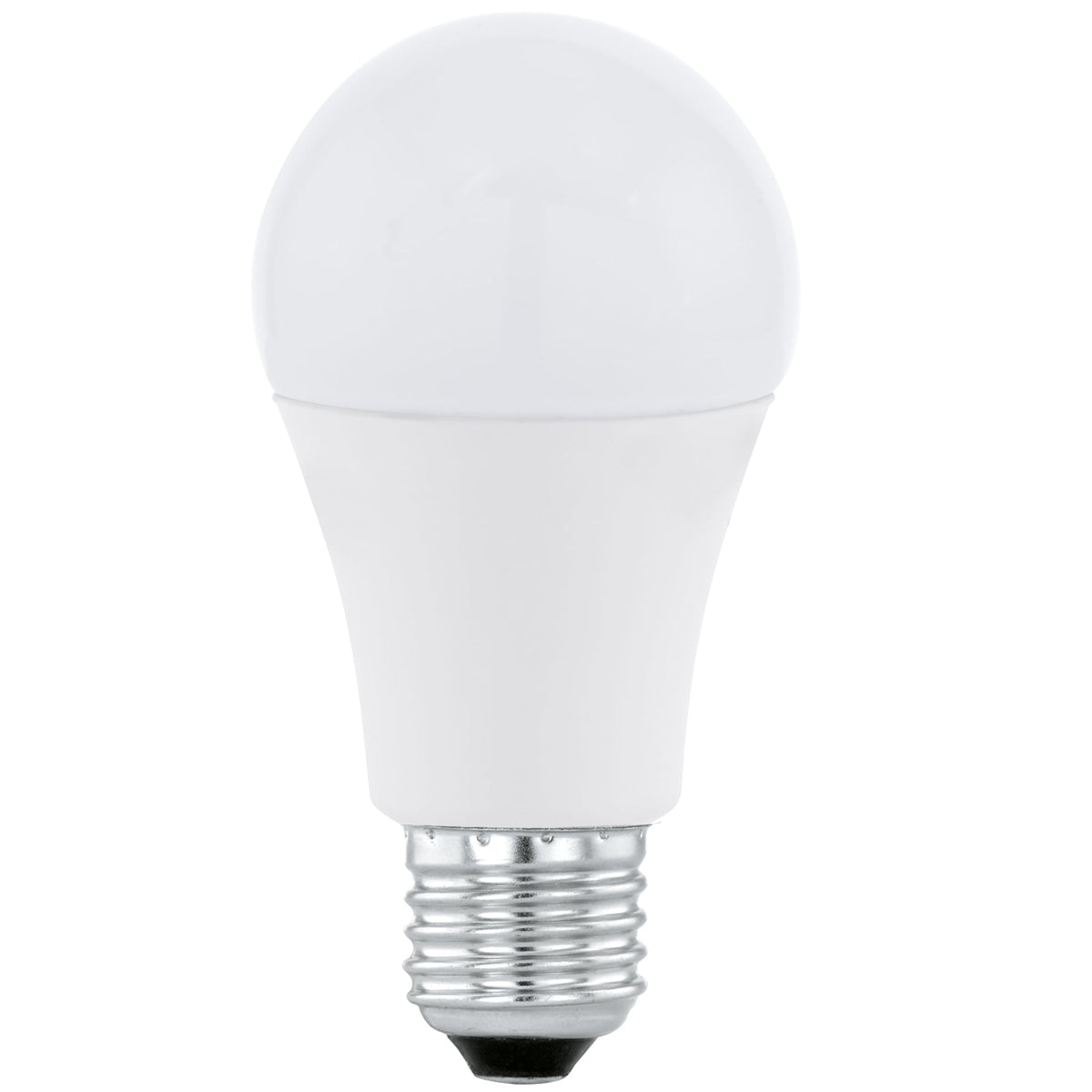 A white LED light bulb with a standard screw base on a white background.