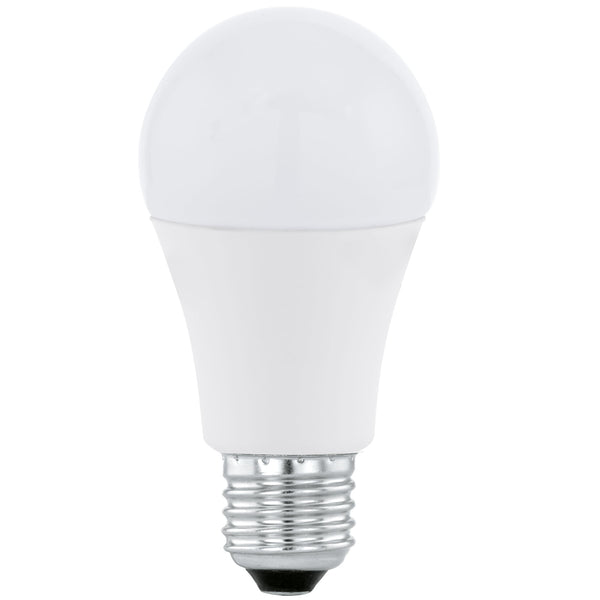 A white LED light bulb with a standard screw base on a white background.