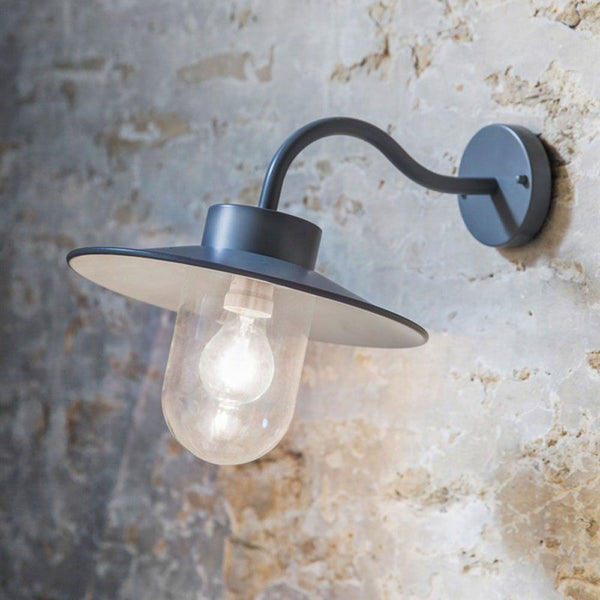 St Ives Swan Neck Exterior Wall Light in Charcoal