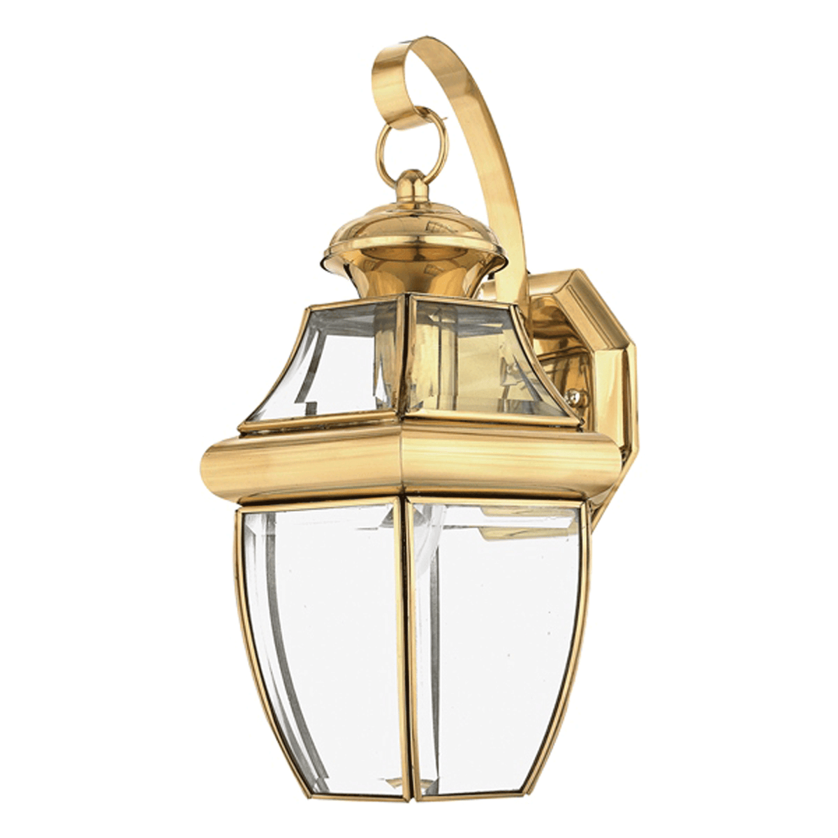 Newbury 1 Light Medium Outdoor Wall Lantern in Polished Brass