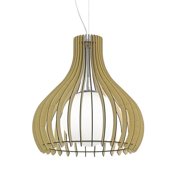 Tindori 500 Wooden Pendant Light with Glass Diffuser and Maple Finish