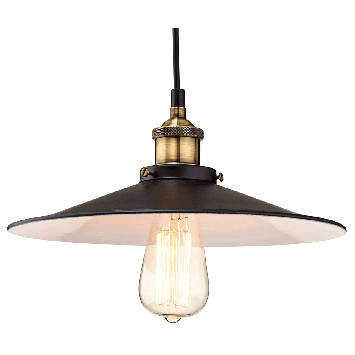 Empire Pendant in Black and Antique Brass