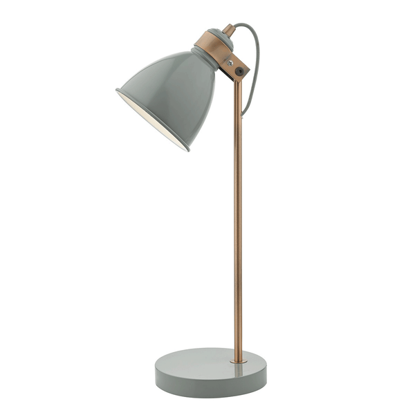 Frederick Table Lamp in Gloss Grey and Copper