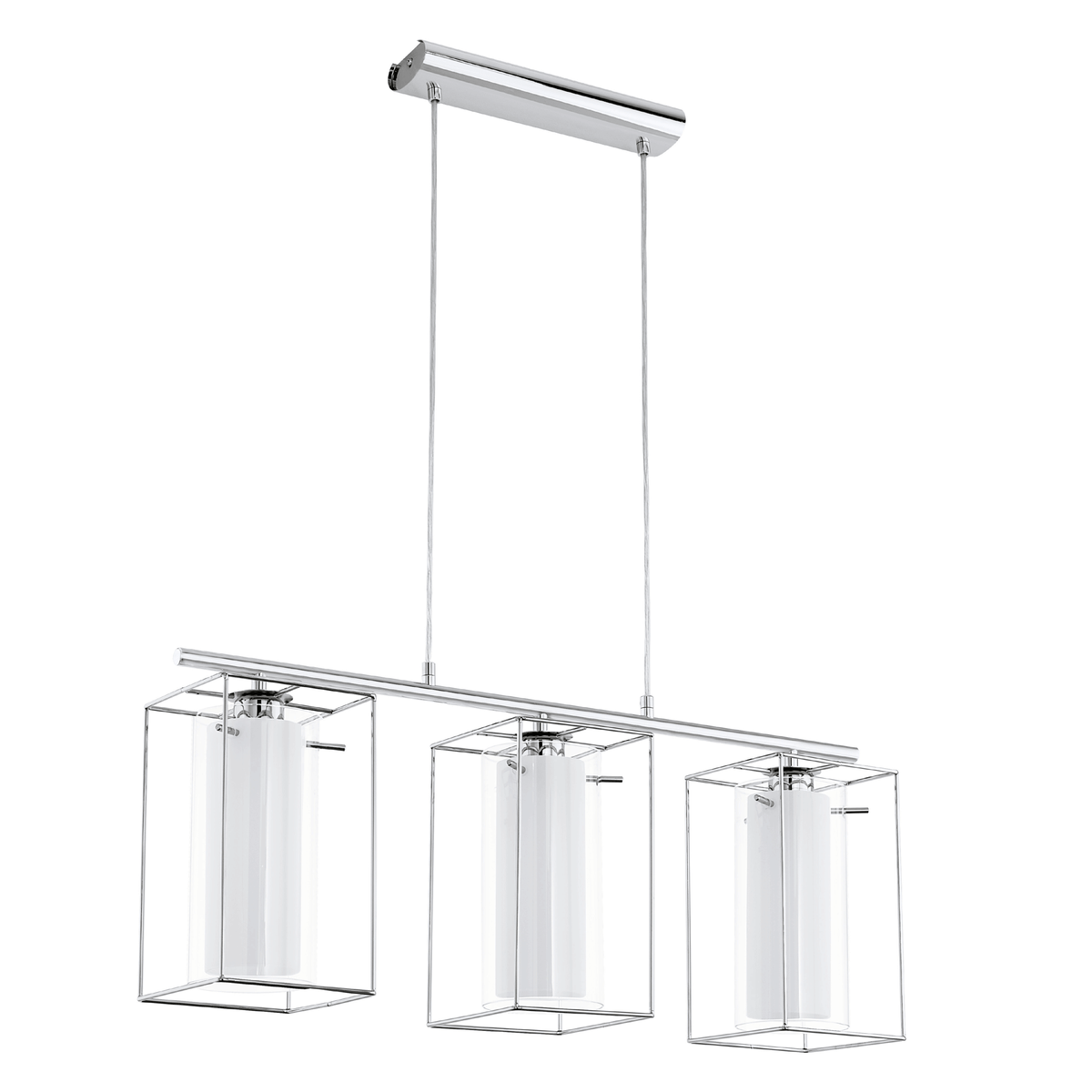 Loncino 1 Triple Pendant Light in Chrome and Satinated Glass