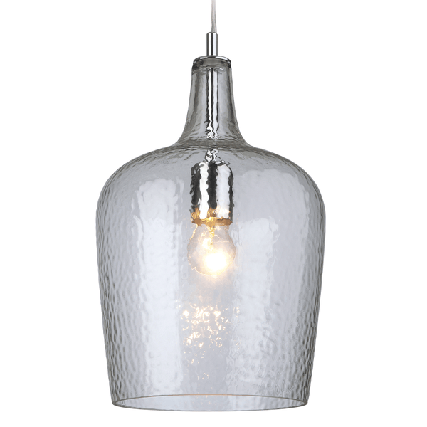 Glass Pendant in Chrome with Clear Glass