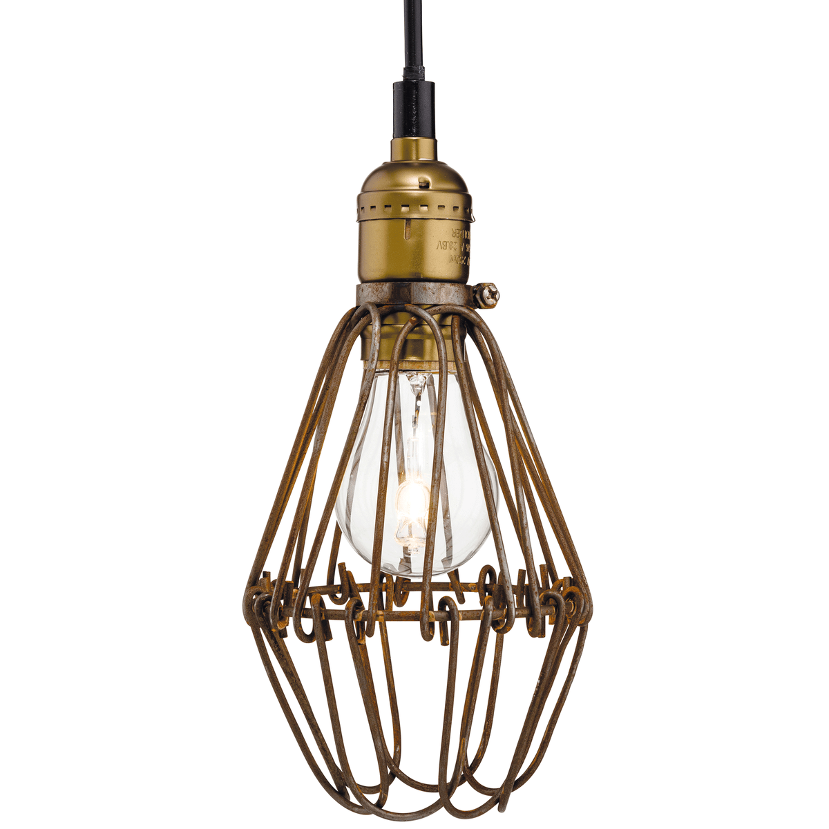 Arcade Cage Pendant in Brass and Rust Brown