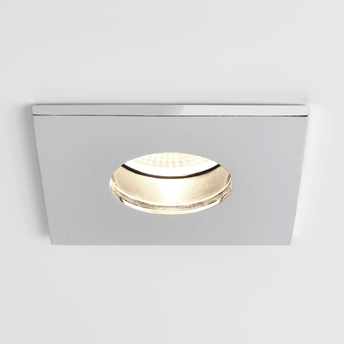 Ex Display Obscura Square IP65 LED Bathroom Downlight in Polished Chrome