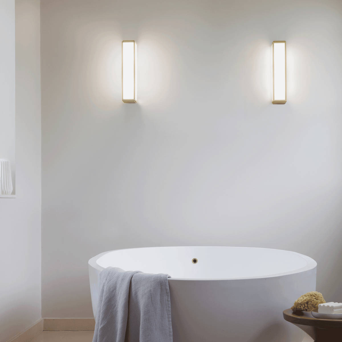 Mashiko 360 Bathroom Wall Light in Matt Gold and White Frosted Glass