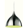 Cafe Brushed Steel Pendant with Green Inner Shade