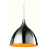 Cafe Brushed Steel Pendant with Orange Inner Shade
