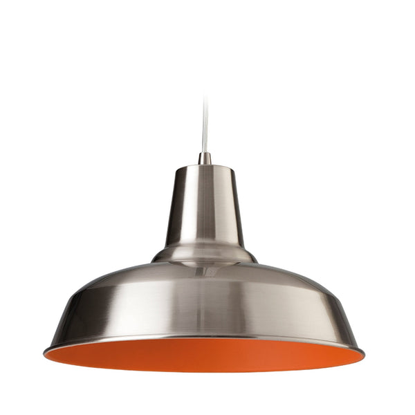 Smart Pendant Finished in Brushed Steel with Orange Inner