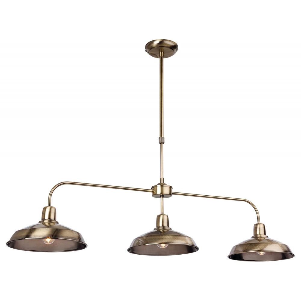 Lounge Three Light Pendant in Antique Brass