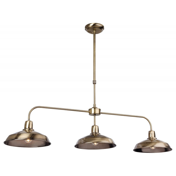 Lounge Three Light Pendant in Antique Brass