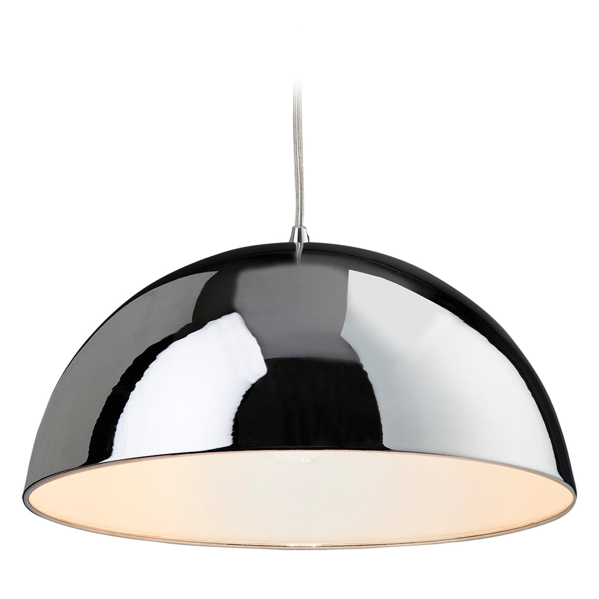 Bistro Pendant with Chrome Finish and White Inner