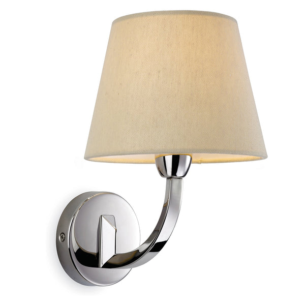 Fairmont Wall Light in Polished Steel with Cream Linen Shade