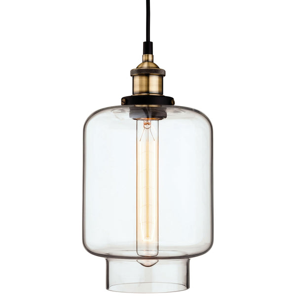 Empire Pendant with Antique Brass and Clear Glass Finish