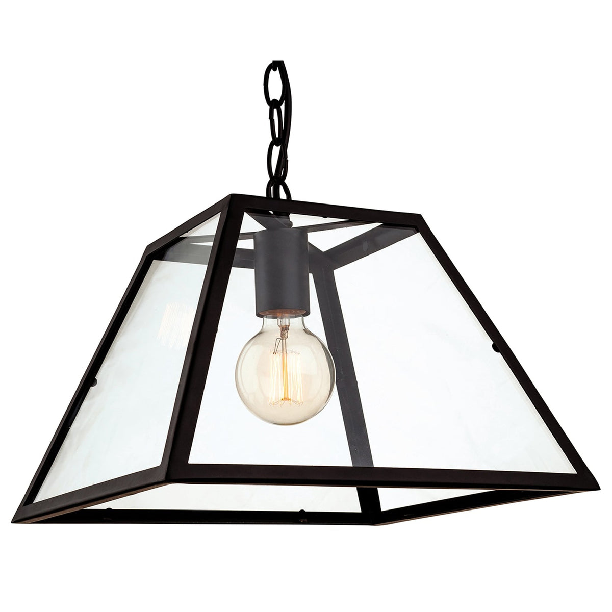 Kew Pendant Light in Black with Clear Glass