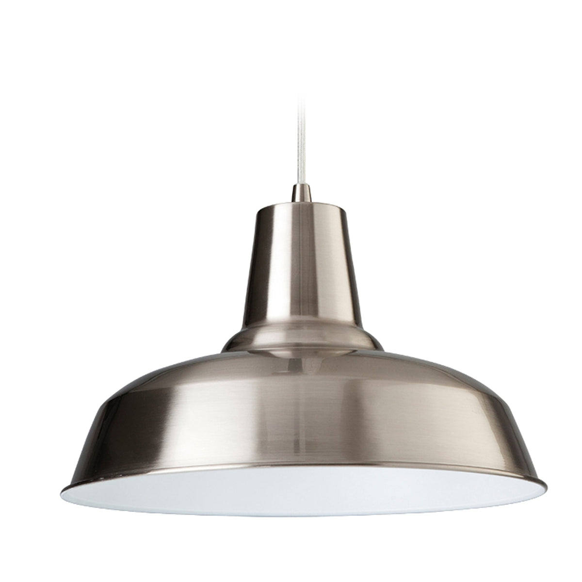 Smart Pendant Finished in Brushed Steel with White Inner