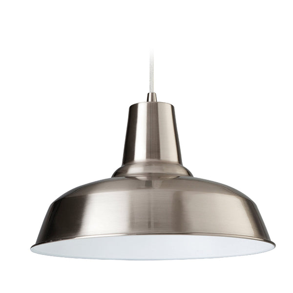Smart Pendant Finished in Brushed Steel with White Inner