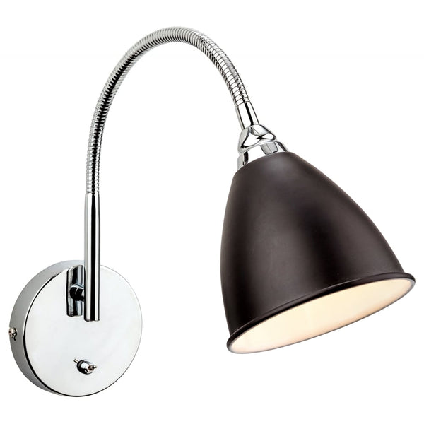 Bari Switched Wall Light Finished in Black with Chrome