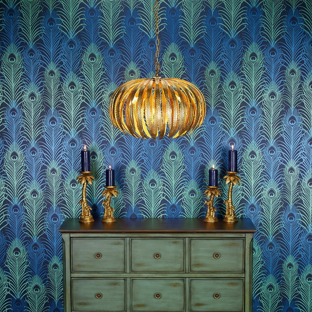 Atticus Five Light Pendant in Gold Leaf