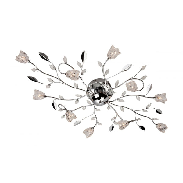 Cindy Ten light Flush Fitting Finished in Chrome with Clear Decorative Glass
