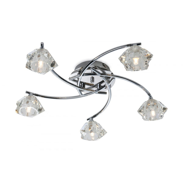 Clara 5 Light Flush Fitting in Chrome with Clear Decorative Glass