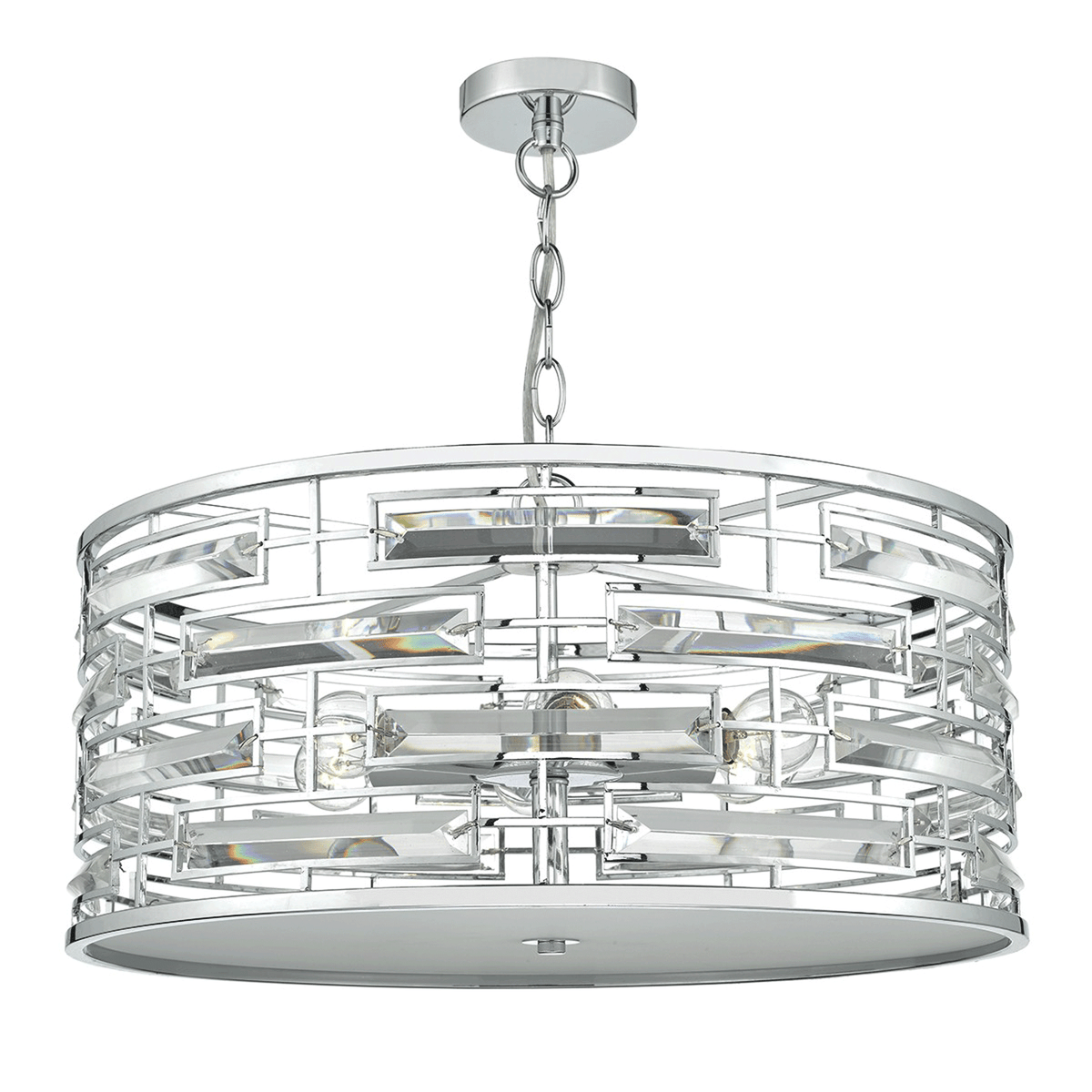 Seville Six Light Crystal Pendant in Polished Chrome