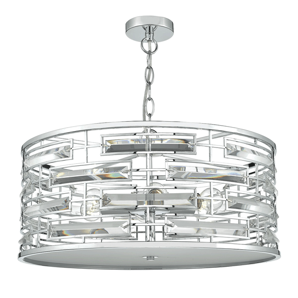 Seville Six Light Crystal Pendant in Polished Chrome