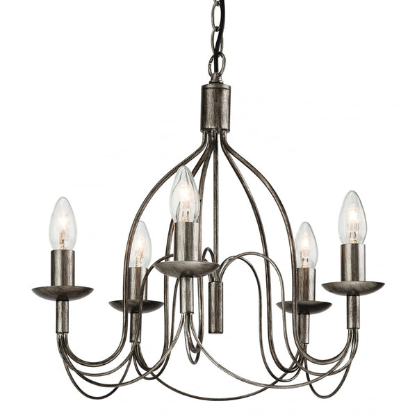 Regency Five Light Chandelier Finished in Antique Silver