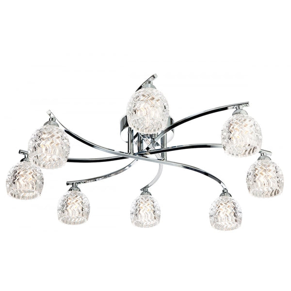Maple 8 Light Flush Fitting in Chrome with Clear Decorative Glass