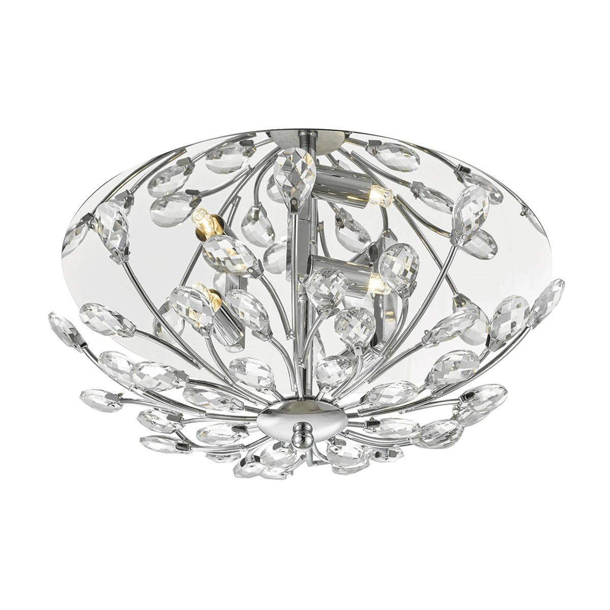 Zafir Crystal and Chrome Flush Ceiling Light
