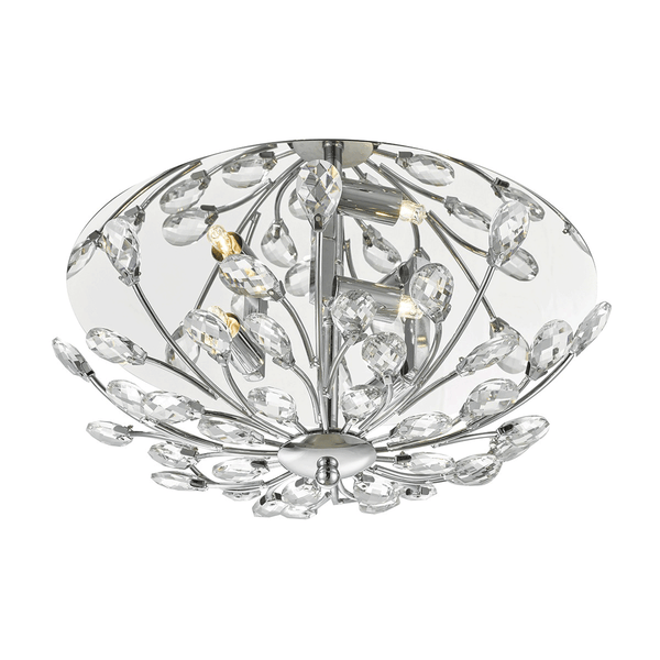 Zafir Crystal and Chrome Flush Ceiling Light