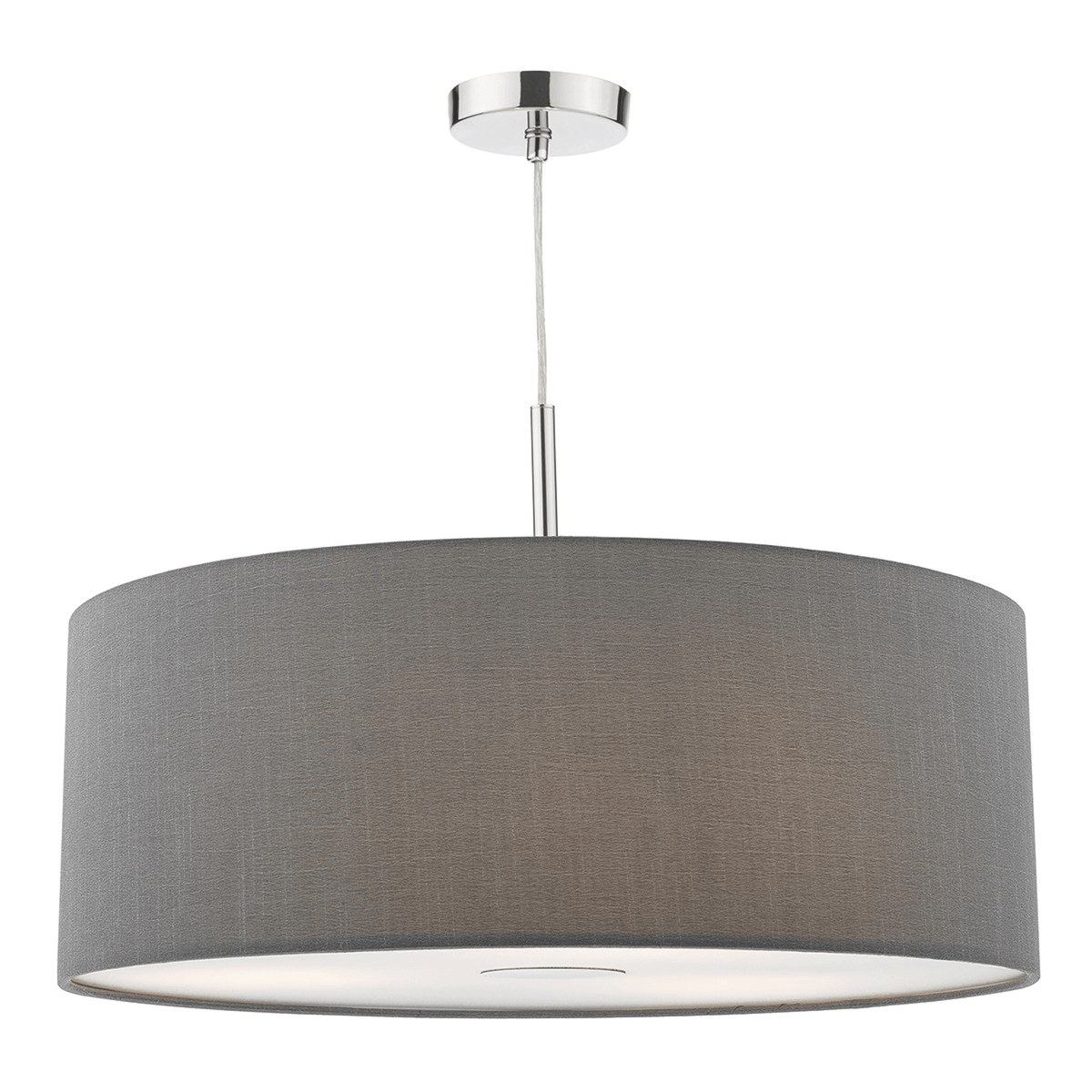 Ronda Three Light Large Faux Silk Pendant in Slate Grey