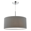 Ronda Three Light Faux Silk Pendant in Slate Grey