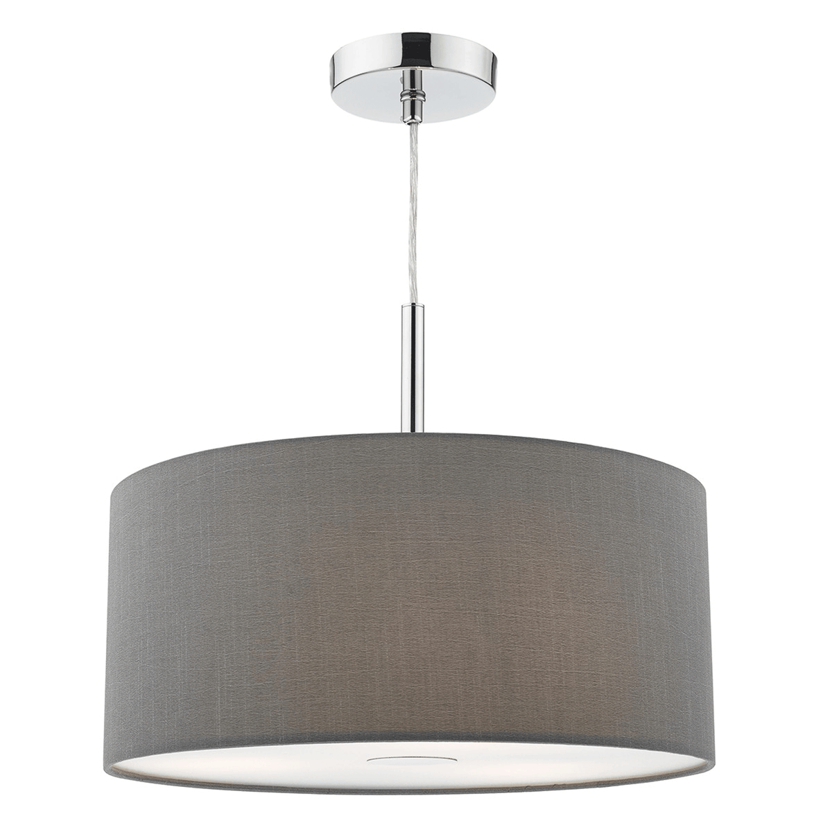 Ronda Three Light Faux Silk Pendant in Slate Grey
