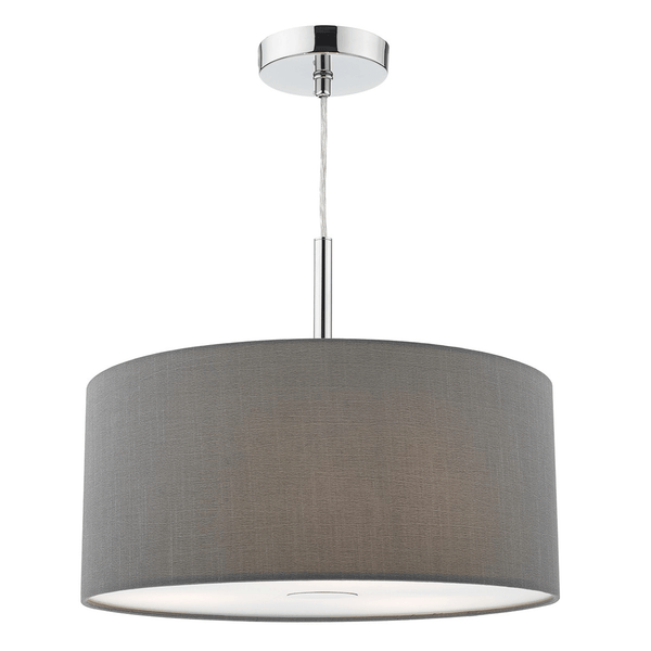 Ronda Three Light Faux Silk Pendant in Slate Grey