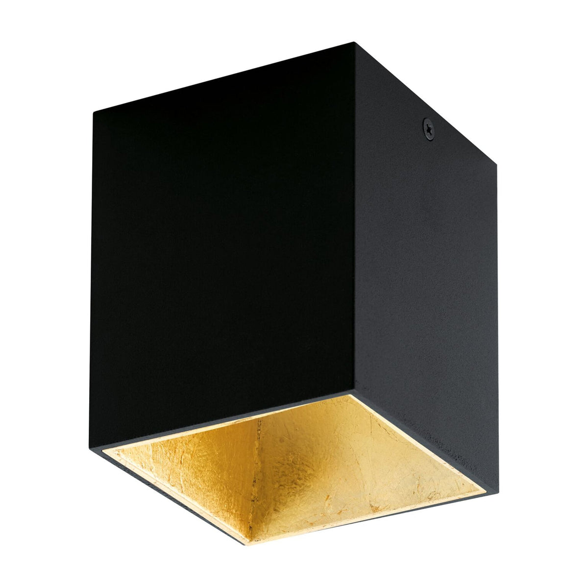 Polasso Square Surface Mounted Ceiling Downlight in Black and Gold