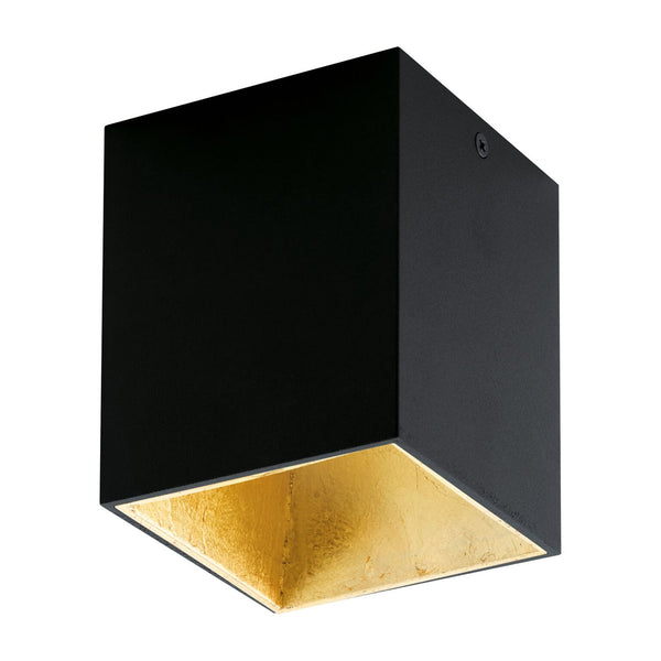 Polasso Square Surface Mounted Ceiling Downlight in Black and Gold