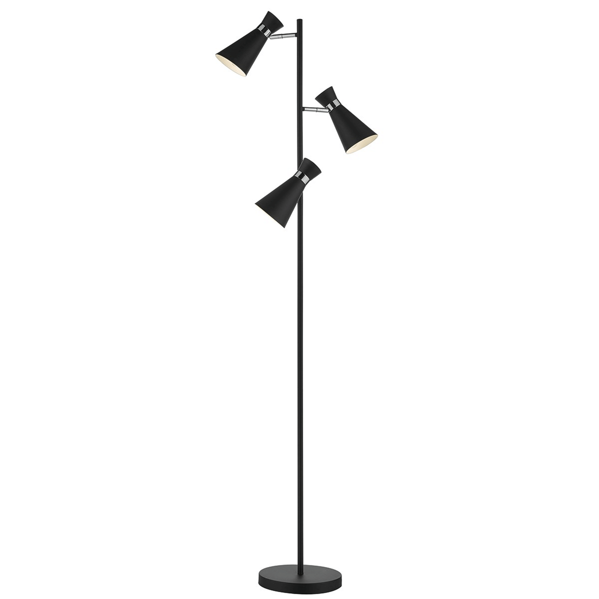 Ashworth Triple Floor Lamp in Black and Chrome