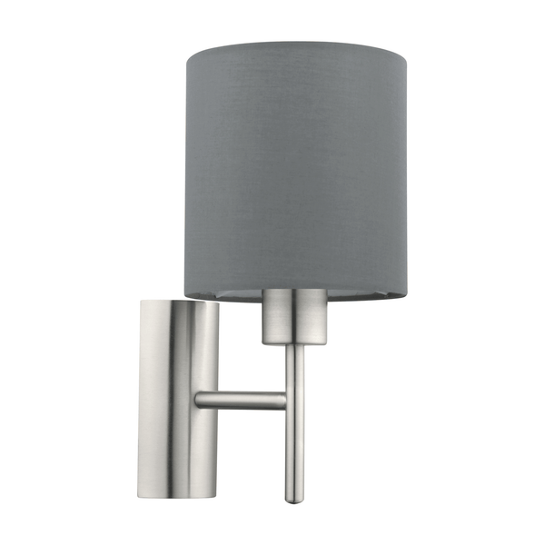 Pasteri Wall Light in Matt Nickel with a Grey Shade