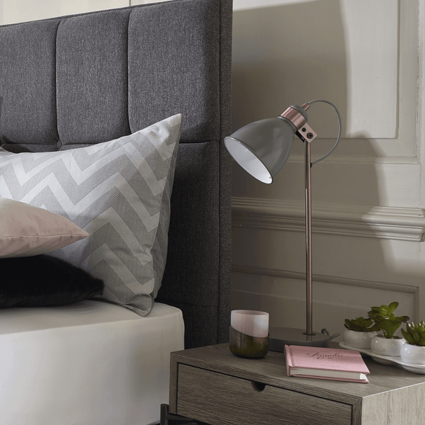 Frederick Table Lamp in Gloss Grey and Copper
