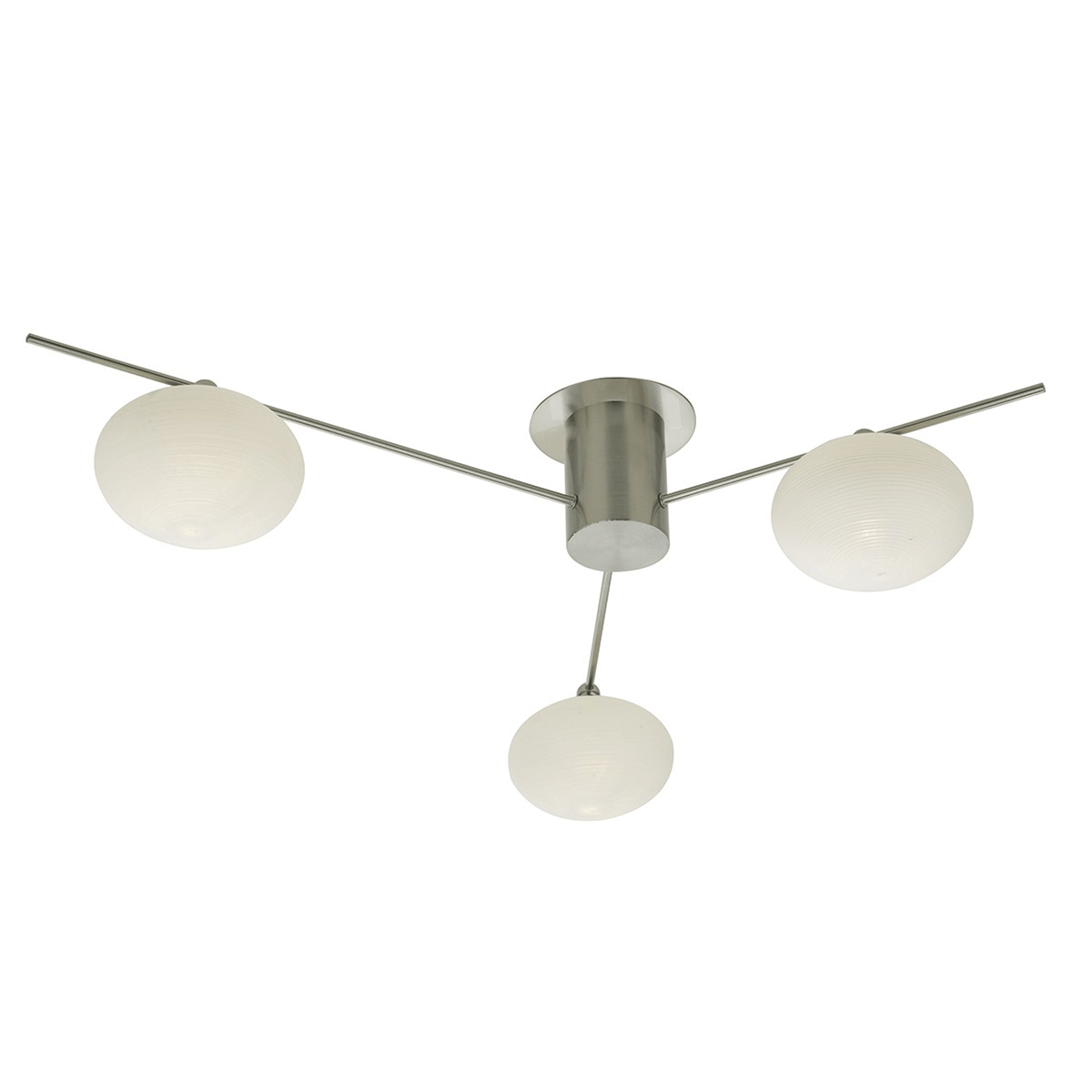 Jasper 3 Light Semi Flush Fitting In Satin Nickel With Opal Glass Shades